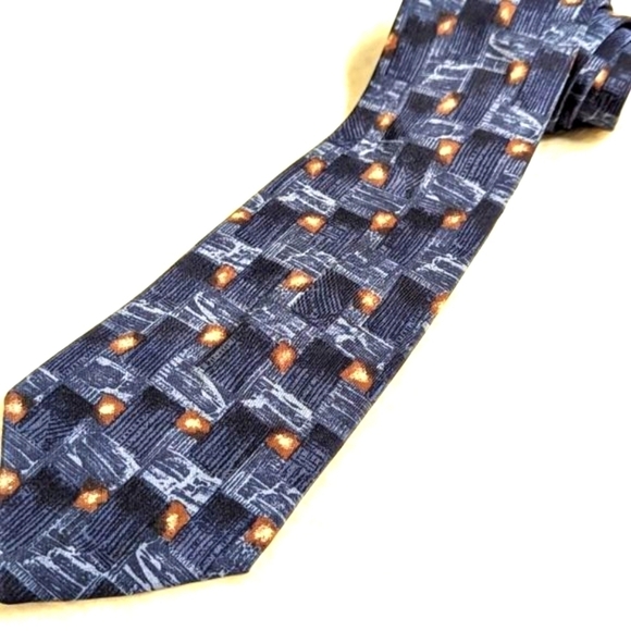 Vintage Men's 100% Italian Silk Abstract Squares Motif Tie - Picture 12 of 12